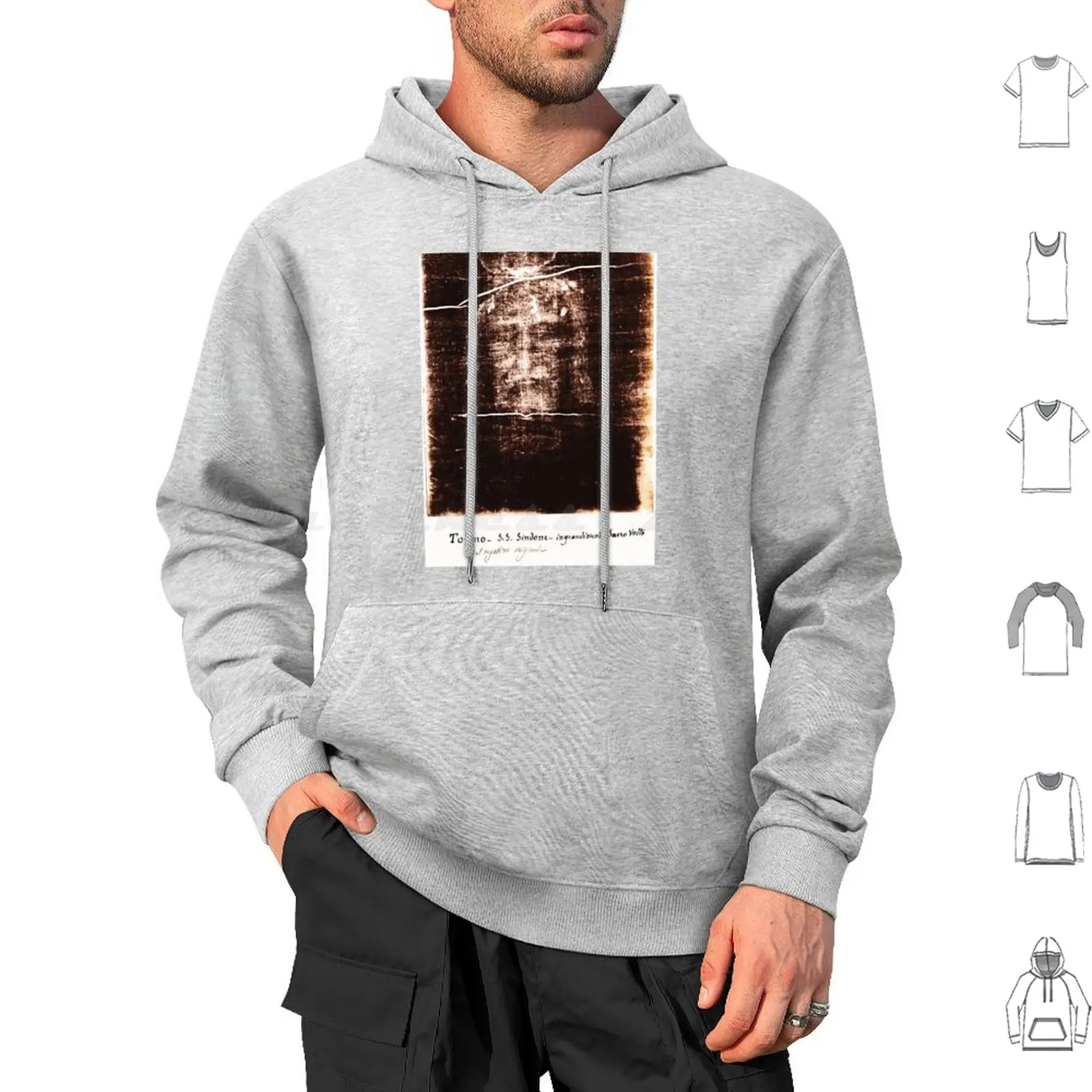 Vintage Secondo Pia'S 1898 Negative Of The Image On The Shroud Of Turin Hoodies Long Sleeve Turin Torino Italy Shroud