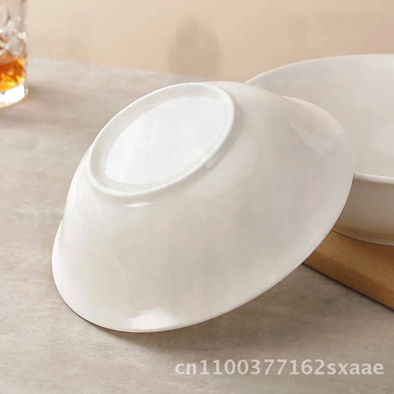 Wholesale White Ceramic Rice Bowl Porcelain Small Soup Bowl Pure White round Shape Tableware for Household And Hotel Use