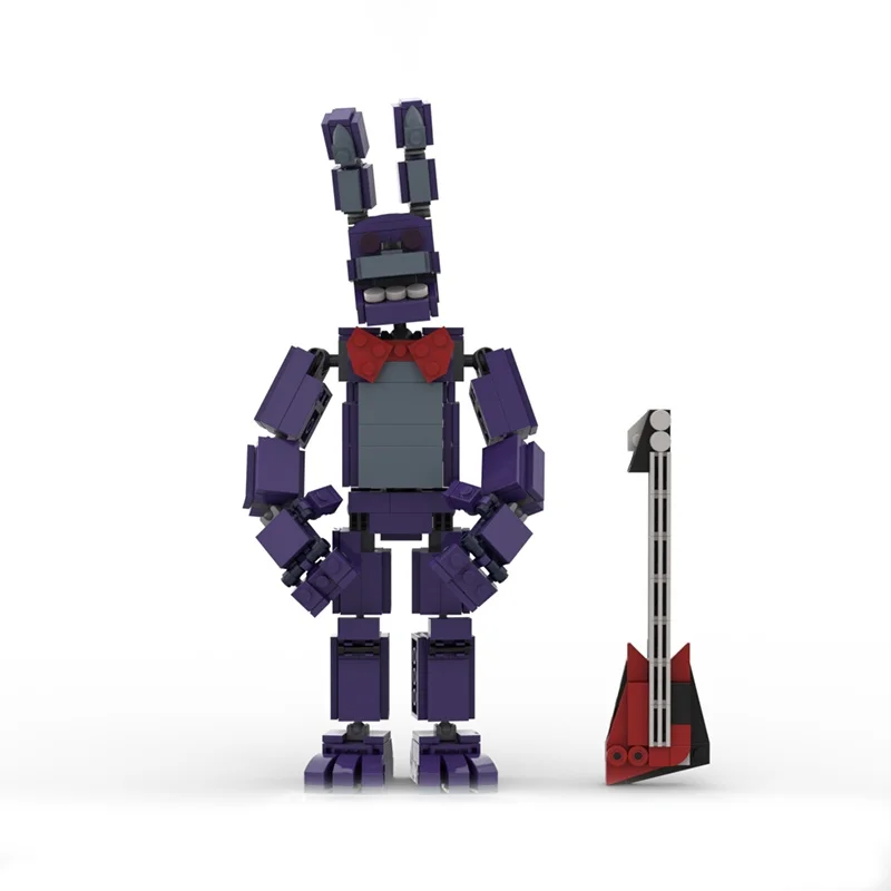 474 elementy MOC FnaF 1 Bonnie Model do składania z klocków, architektura, zabawki do montażu, pomysł na prezent świąteczny, edukacja, dla dzieci, urodziny