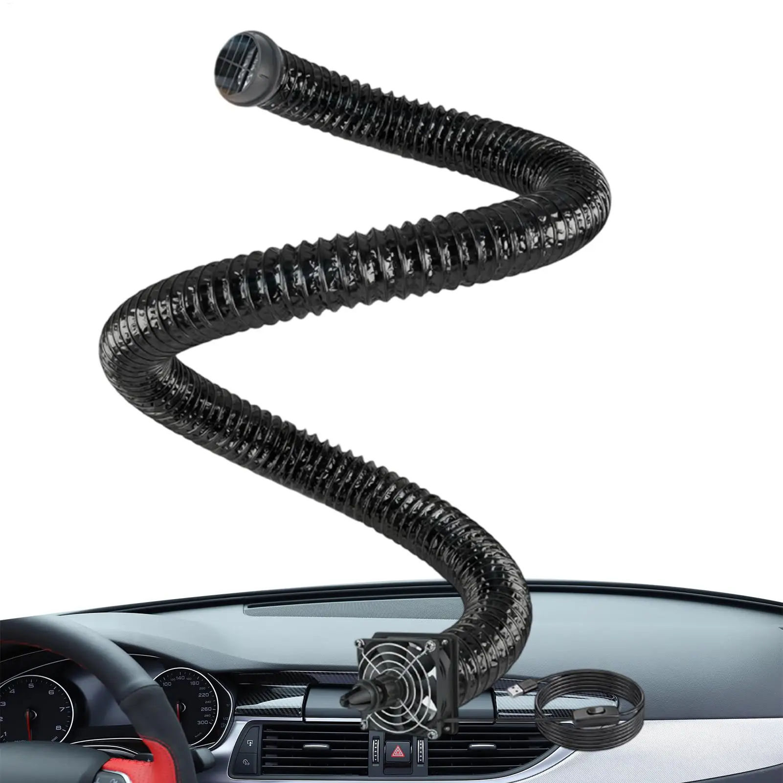 Car AC Vent Extender for Backseat with USB Airflow Fan 3 Meters Auto AC Vent Extender for Kids Pets SUV Truck Sedan Pickup Van