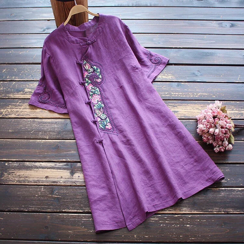 Retro Print  Qipao Shirt Women Fashion Chinese Style Vintage Cheongsam Tops Loose Blouse Tang Suit Oriental Clothing female Robe