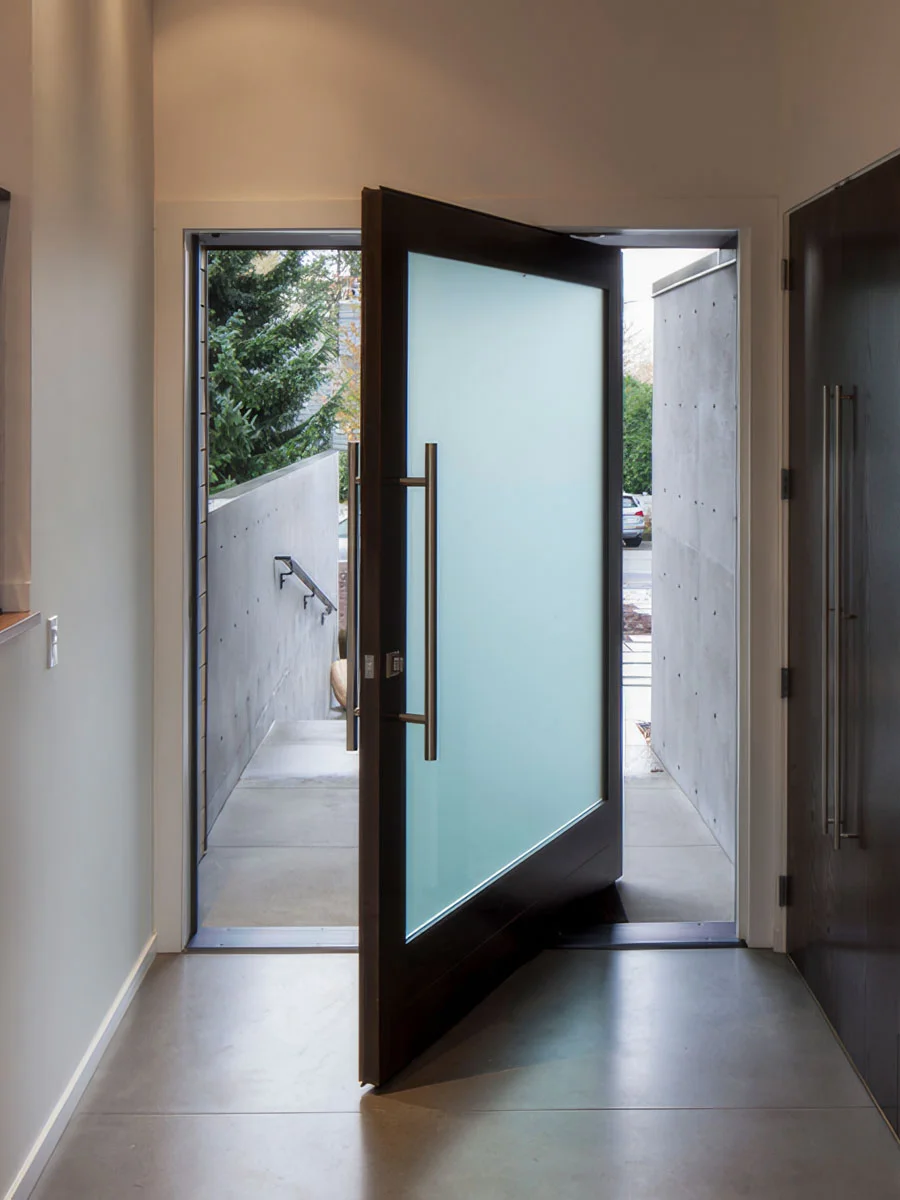 Home External Door with High Transparent Double Tempered Glass Pivot Doors Aluminum Alloy Frame Windproof Soundproof Pivot Door