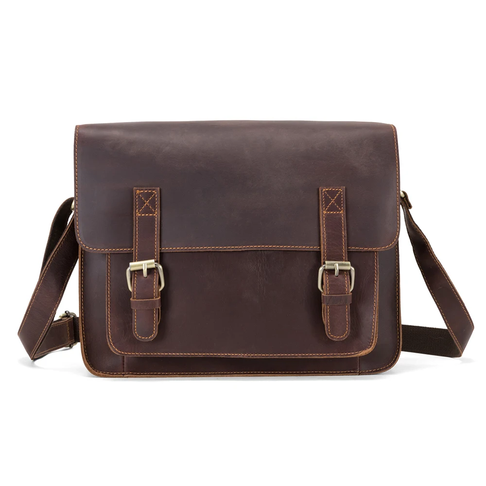 New Crazy Horse Men's Bag Business Retro Cross Shoulder Bag Genuine Leather Men's Crossbody Bag