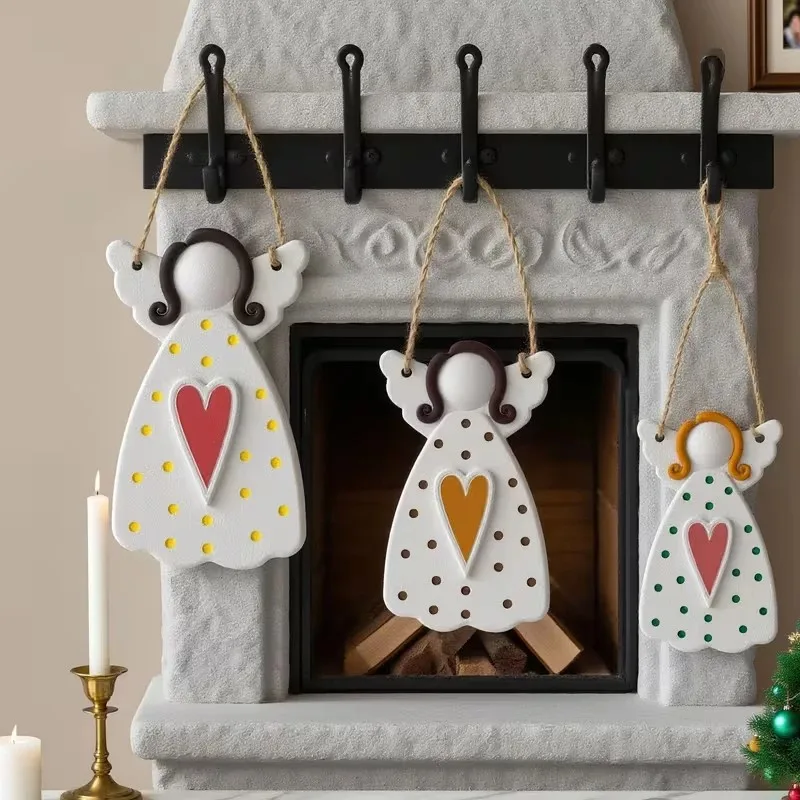 Latest Models DIY Faceless Angel Silicone Mold Hanging Ornament Heart Dot Texture Resin Craft Making for Plaster Concrete