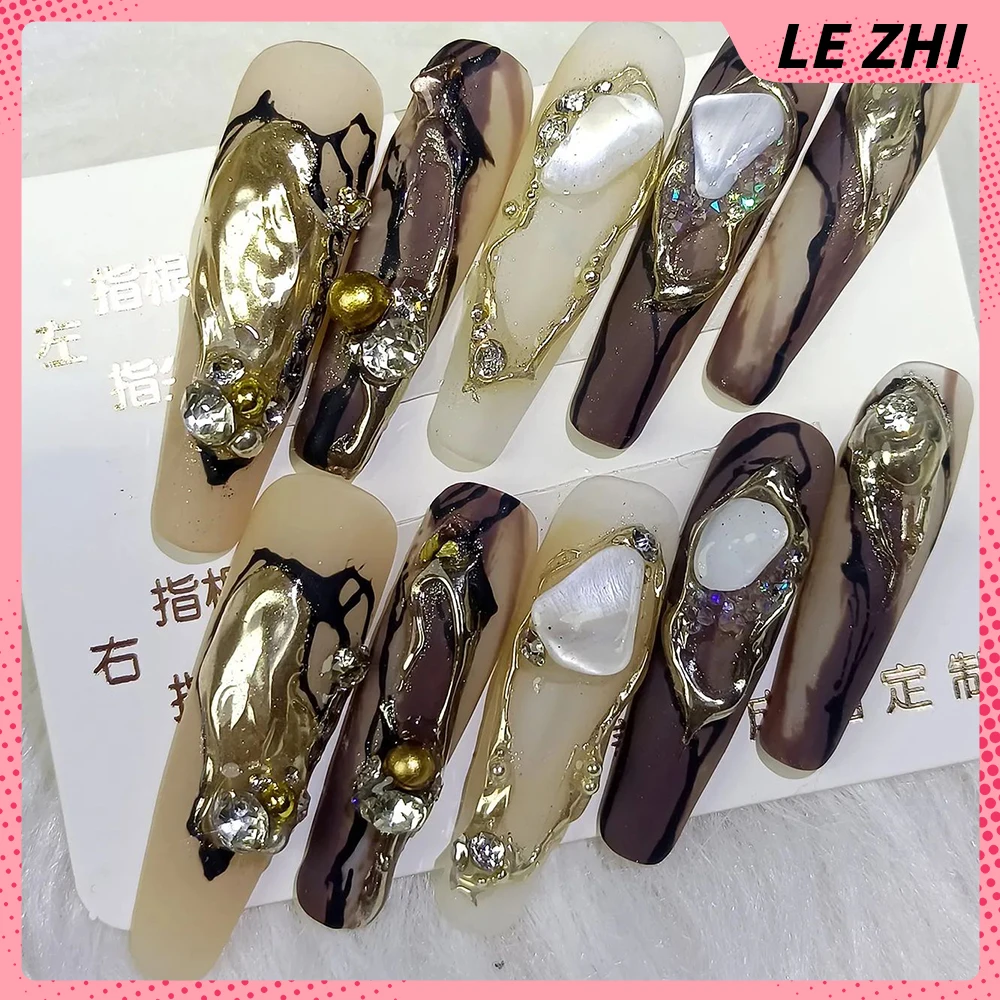 10Pcs XL Party Nail Sticker Handmade Sparkly 3D Rhinestone Heart-Shaped Bear Europe and America Manicure Party Nails Sticker