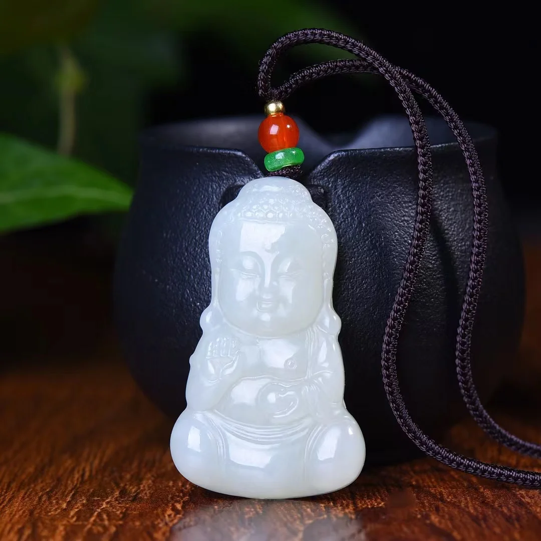 

Hetian Jade Exquisite Smiling Mouth Double-Sided Buddha Pendant Pendant Jewelry 1802#