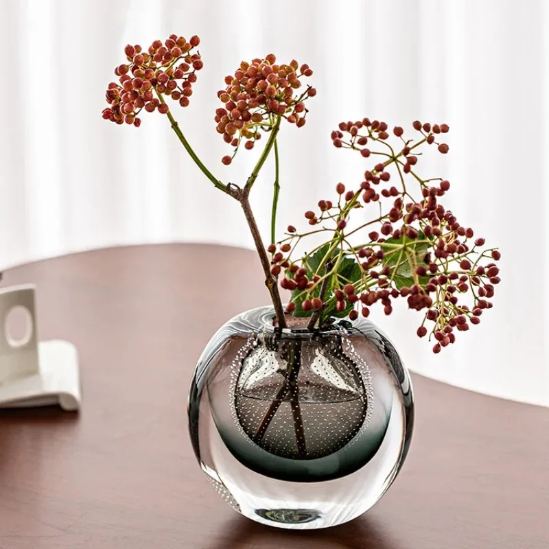 

Crystal Glass Vase Transparent Green Thick Glass Flower Arrangement Accessories Terrarium Flowervase Home Decoration Accessories