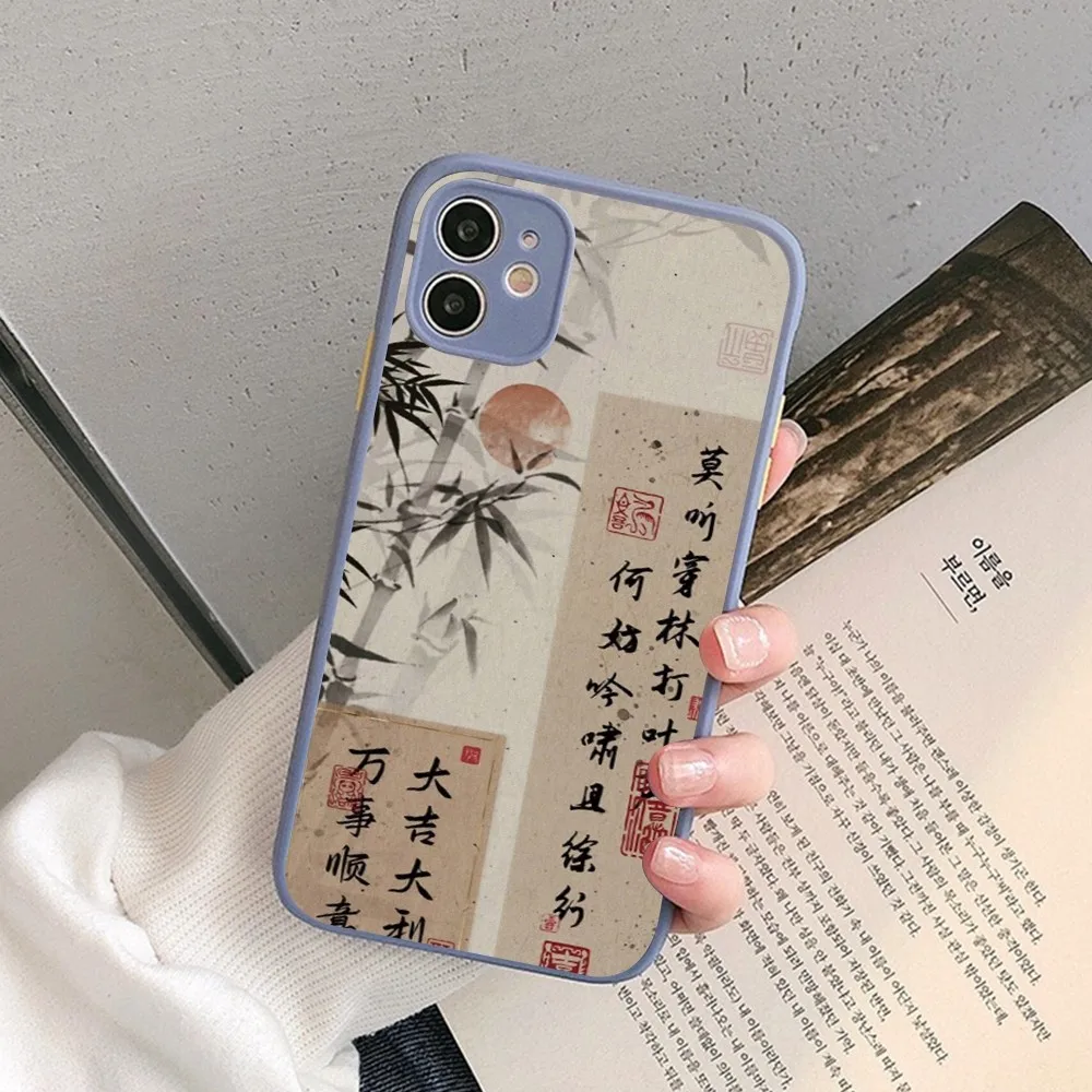 Chinese Style Wish Good Luck Freedom Phone Case For IPhone 14 11 12 13 Mini Pro Max 8 7 Plus X XR XS MAX Translucent Matte