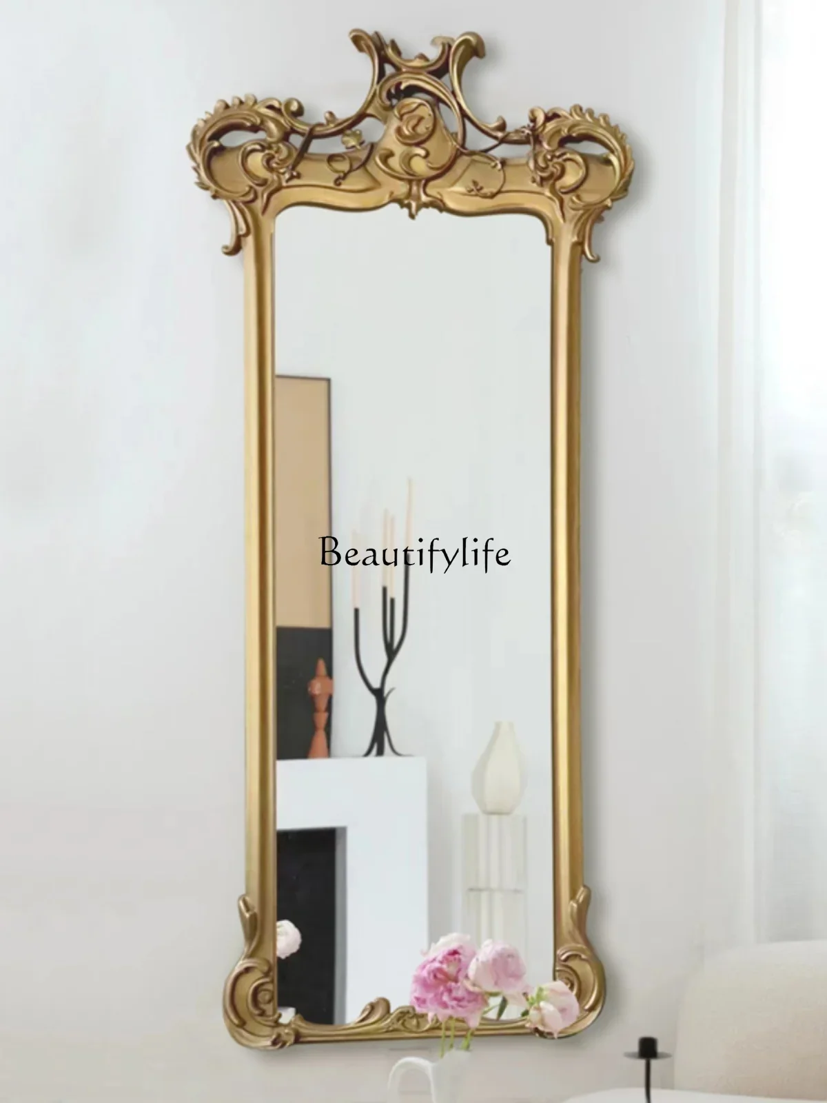

FG17European-Style Carved Full-Length Mirror Retro Home Hallway Decoration Mirror