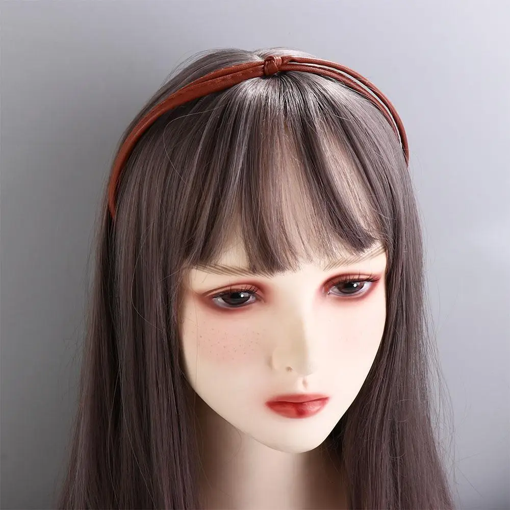 

Knotted Women Hairpin Wash Face Hair Band Female Hair Accessories Korean Style Headwear PU Leather Headband Thin Hair Band