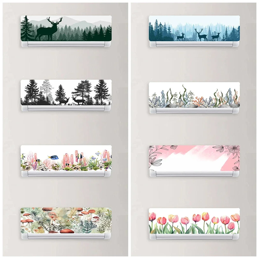 Misty Forest Mural Hanging Air Conditioner Sticker Removable Home Floral Hanging Air Conditioning Wrapping Cover Decals