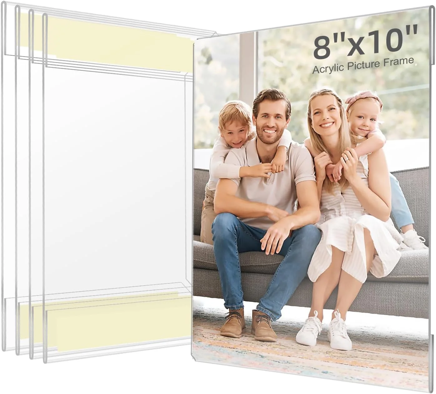 

Acrylic Picture Frames Set of 6, Clear Photo Frame for Wall with Tape, Clear Picture Photo Frames for Home, School, Office