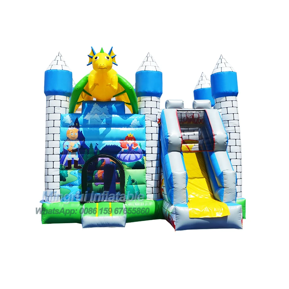 

Inflatable Dragon Warrior and Princess Jump Bouncing House, Bouncy Castle, Slide Combo