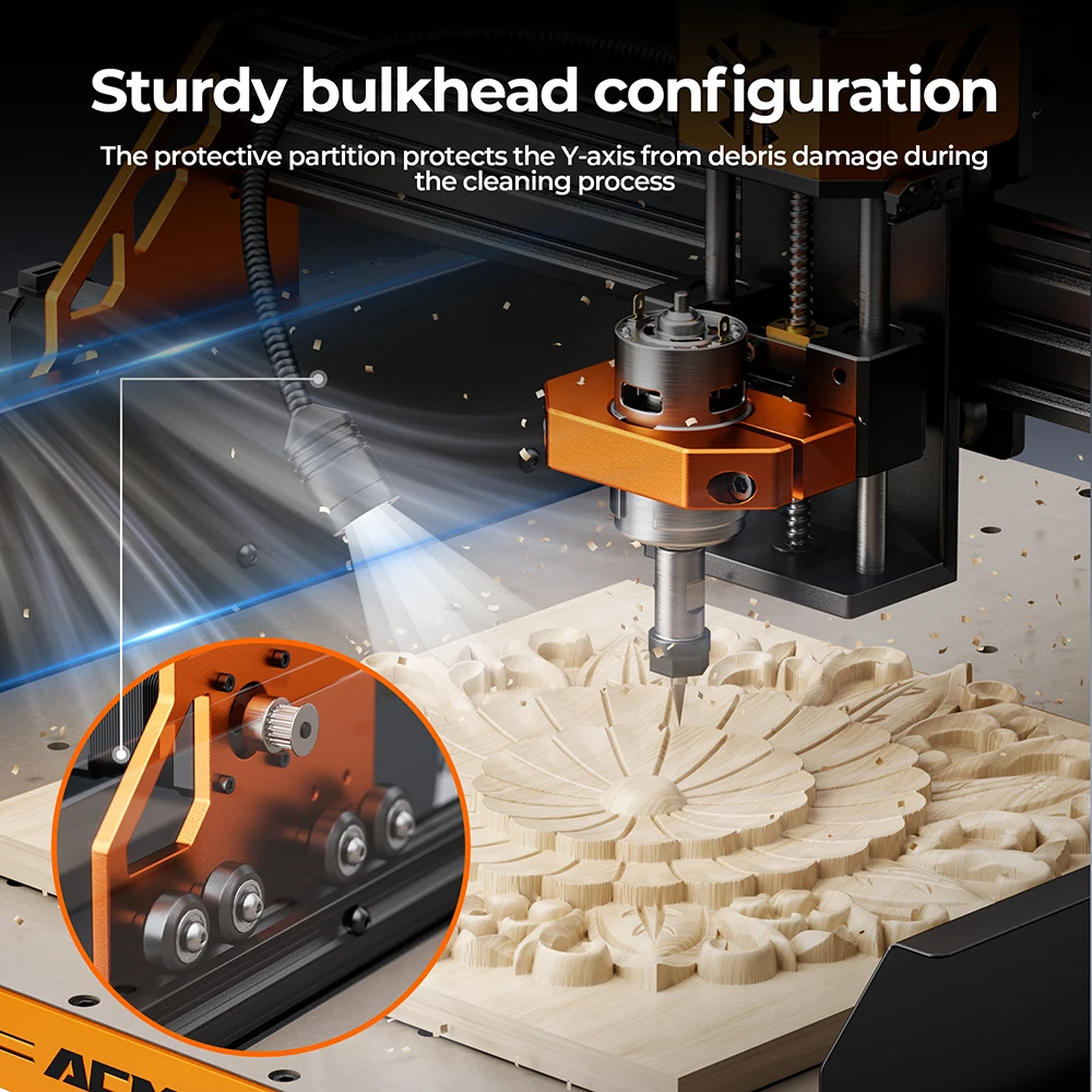 ACMER ASCARVA 4S Macchina del router di CNC con mandrino da 70 W per intaglio 0,01 mm Macchina da taglio Fresatura a 3 assi per legno Plastica Acrilico