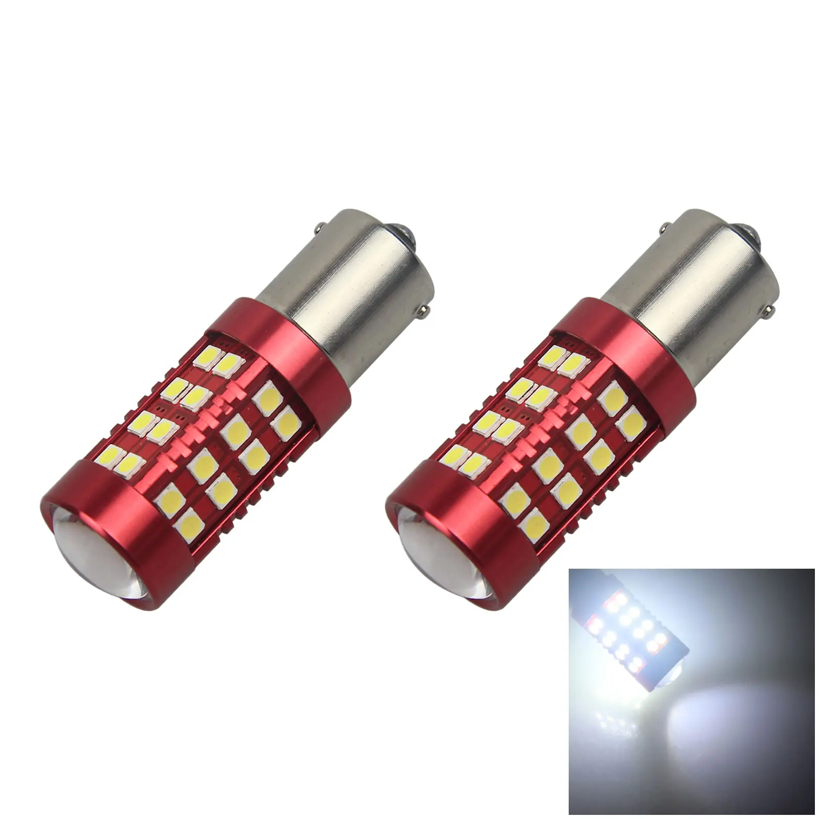 2x White RV 1156 Daytime Blub Running Lamp 12V-24V No Polar 36 3030 SMD LED 1129 3497 Z2824