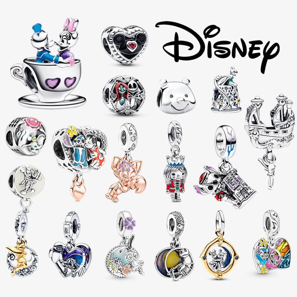 Disney-colgante de plata 925 para pulsera Pandora, abalorio de Minnie, Mickey Mouse, Stitch, Original, regalo de joyería