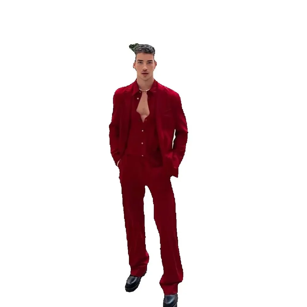 

Men's Wedding Suit Set Business Casual Tuxedo Suits For Groom High Quality Chic Outfits 2 Pieces Jacket Pants
