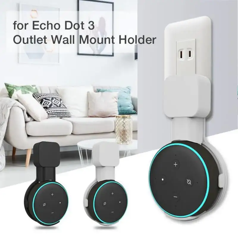 Outlet Wall Mount Table Stand Hanger For Amazon Alexa Echo Dot 3rd Gen Work With Amazon Echo Dot 3 , Holder Case Plug In Bedroom