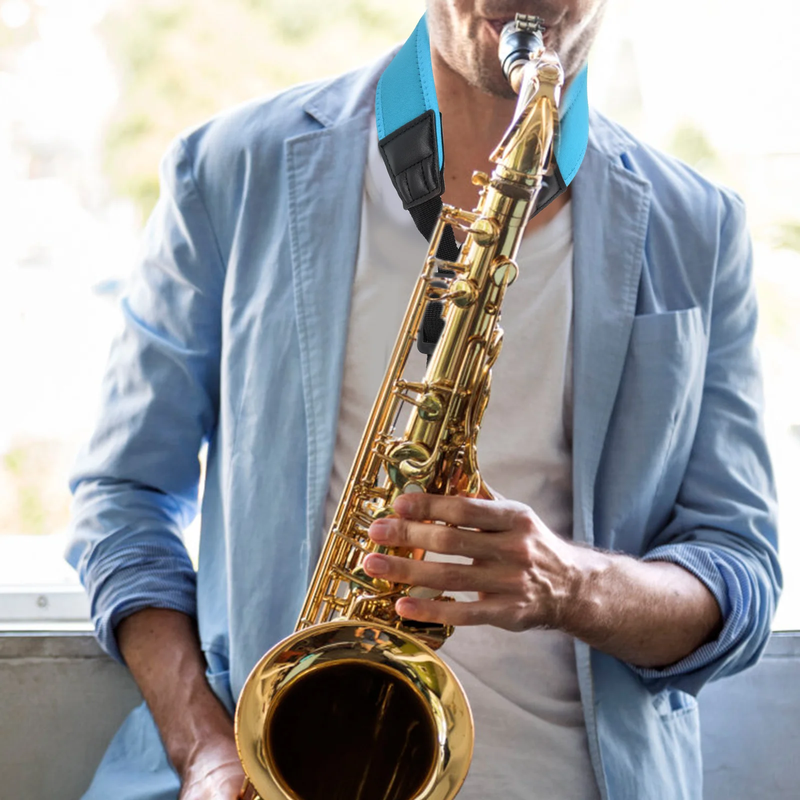 

Saxophone Neck Strap Durable Materials Blue Alto Padded Tenor Soprano Accessories Long Term Use Safe Protection Low Price