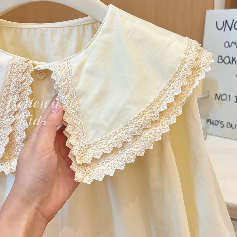 

Girls' Spring and Autumn New Double Layer Sweet Long Sleeve Shirt Fashionable Stylish Baby Girl Shirt Fashionable Versatile Top