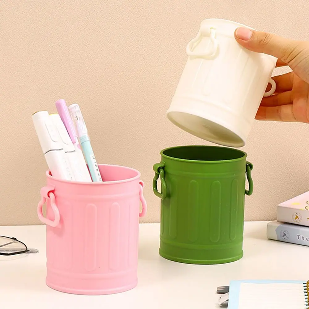 Portable Retro Pen Holder Cute Plastic Makeup Brush Storage Box Simple Multi-functional Pen Bucket Student
