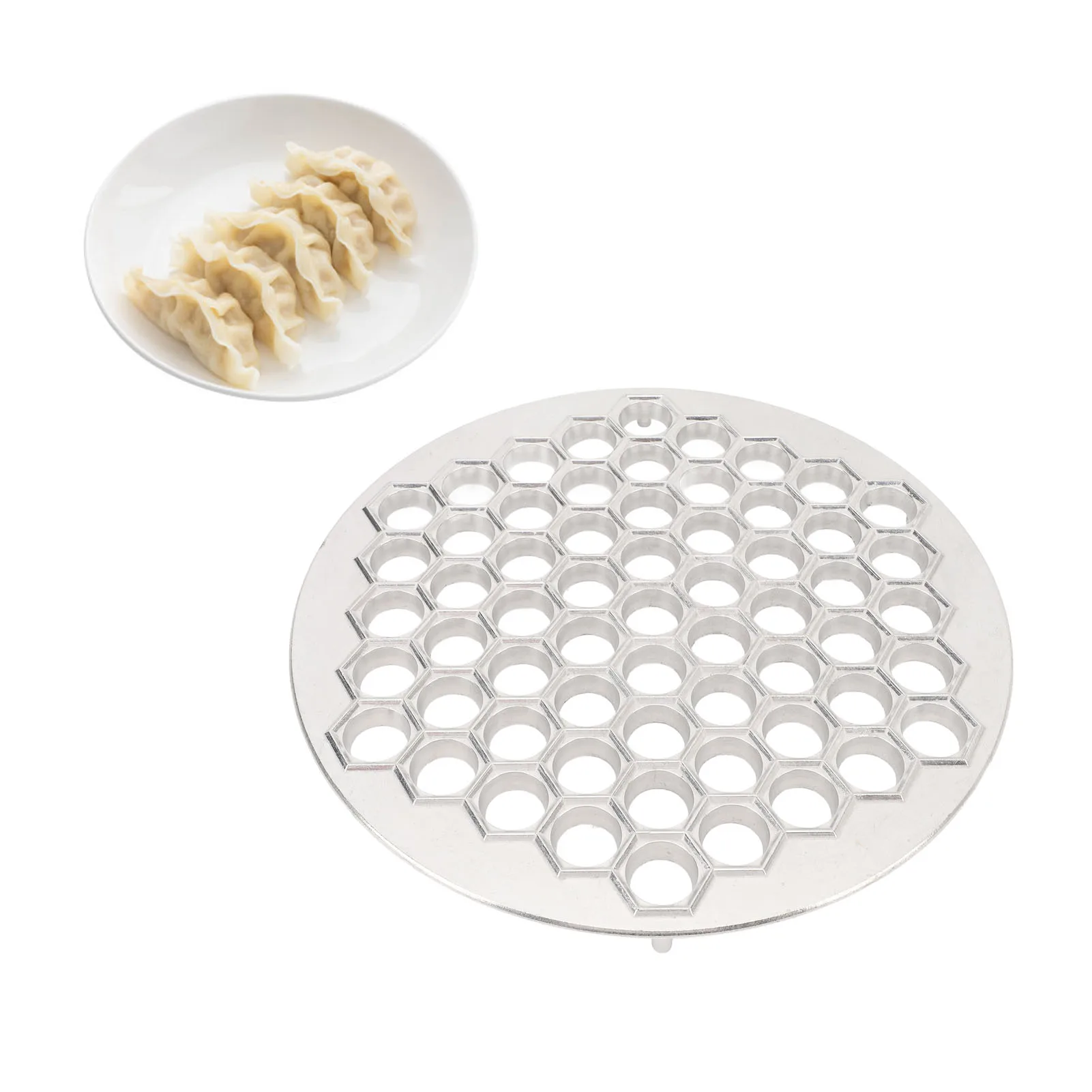 Máquina para hacer dumplings rusa, herramienta multifuncional para hacer Pelmeni, práctica aleación de aluminio, alta eficiencia, 61 agujeros para restaurante