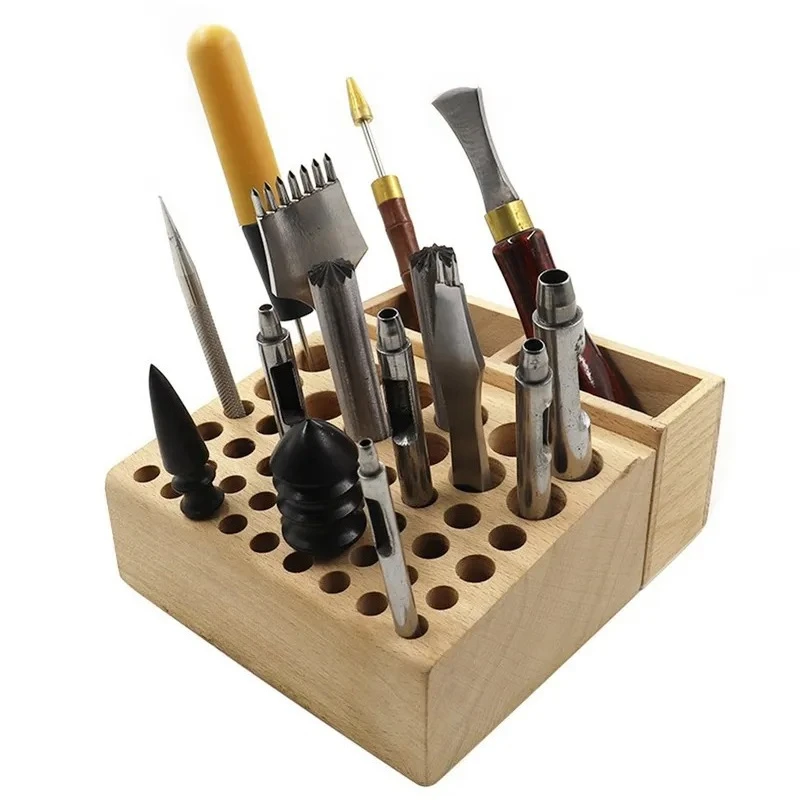 for 46/98 Hole Grooved Leather Craft Rack DIY Leather Punched Tool Rack Storage Box Storage Tool Rack
