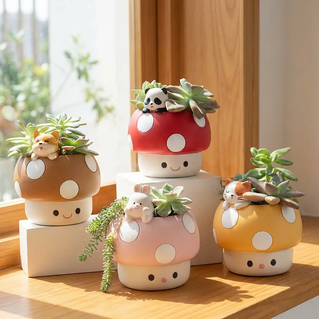 Shopping Mall Succulent  Mushroom Shape Super Marios Pot Decorative Planter Cute Animal Planter Pots Europe Succulent Pot
