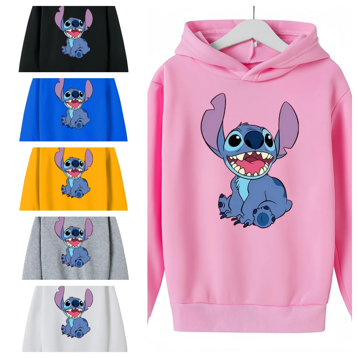 

NEW Children Hoodies Stitch Letter Kawaii Pullover Sweatshirt Anime Manga Cartoons Girls Boy Kids Casual Clothes wy010