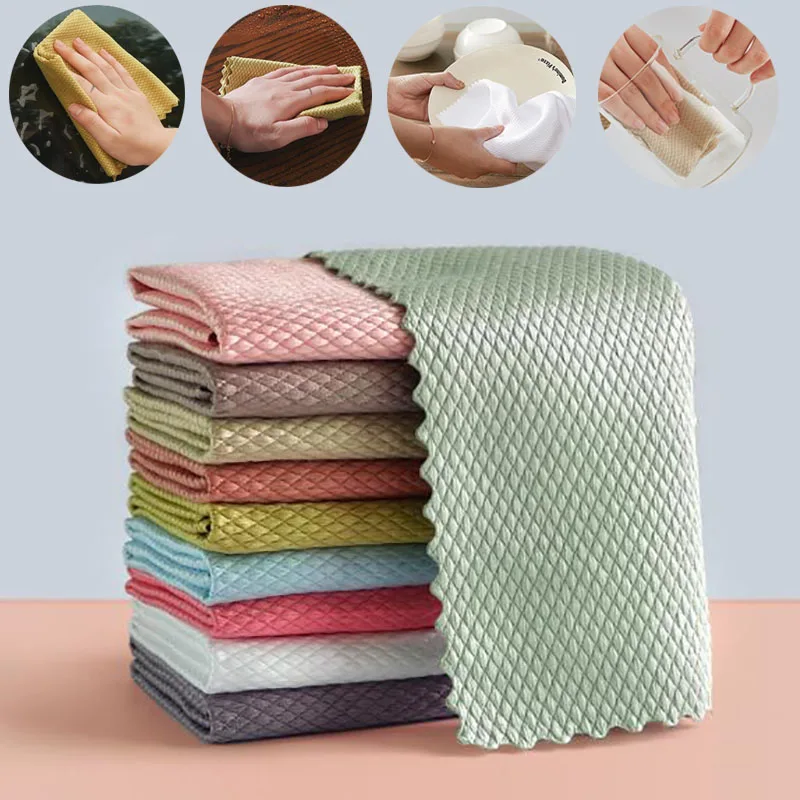 

10Pcs/5Pcs 25*25cm NanoScale Streak-Free Miracle Cleaning Cloths Reusable Easy Clean Home Kitchen Supplies Cleaning Towels