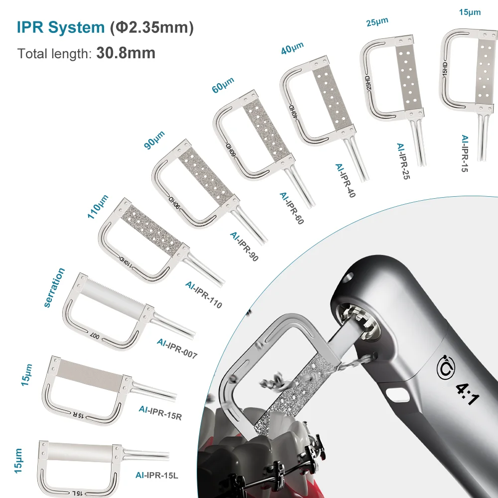 AI-IPR-SET Dentaire Orthodontique Handpiece Scie phérique pour Vert/Bleu Anneaux InterMulticolore Dénudage Basse Vitesse Handpiece 9 pcs/set