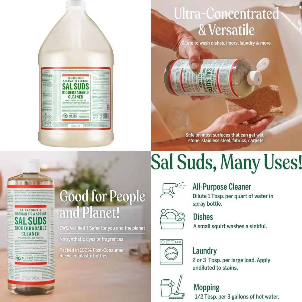 

Concentrated Eco-Friendly Cleaner (1 Gallon) - Multipurpose, Pine Scent, Effective for Laundry, Dishes, and All Surfaces