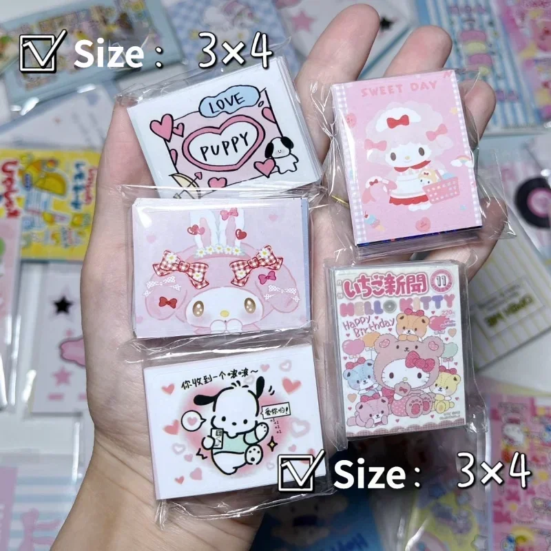 3CMX4CM Kawaii Sanrio Toy Stickers My Melody Hello Kitty Kuromi Packaging Sticker Photo Card Cute Packing Sealings Diy Materials