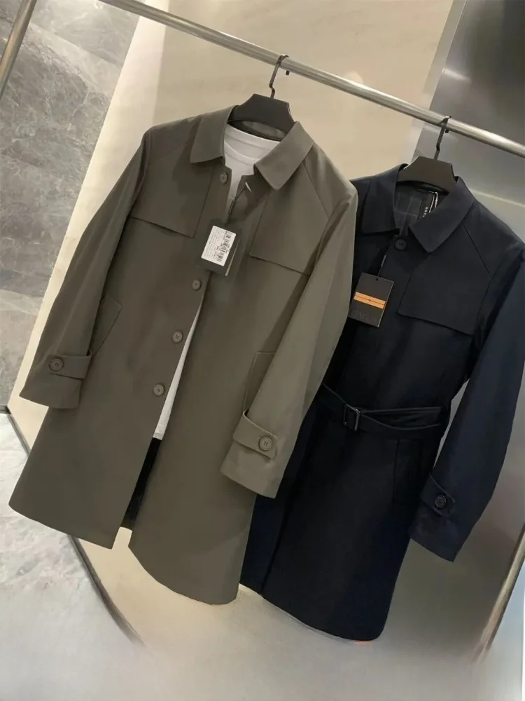 

Мужское пальто Briti Sle, повседневная ветровка средней длины, осенняя деловая ветровка для отдыха, секретная пуговица, свободная посадка, молодежный тренд, длинная одежда...