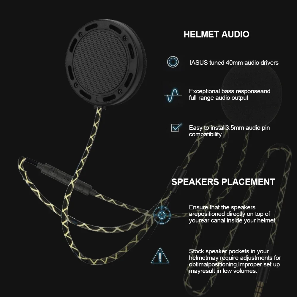 Motorcycle Helmet Headset Headphone Speakers Support Hands Calling Headset with Cable , Universal Racing for Motorcycle