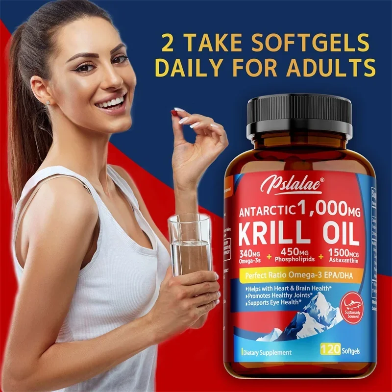Antarctic Krill Oil Astaxanthin Capsules(EPA, DHA) - Joint and Skin Health Support Immunity, Cardiovascular