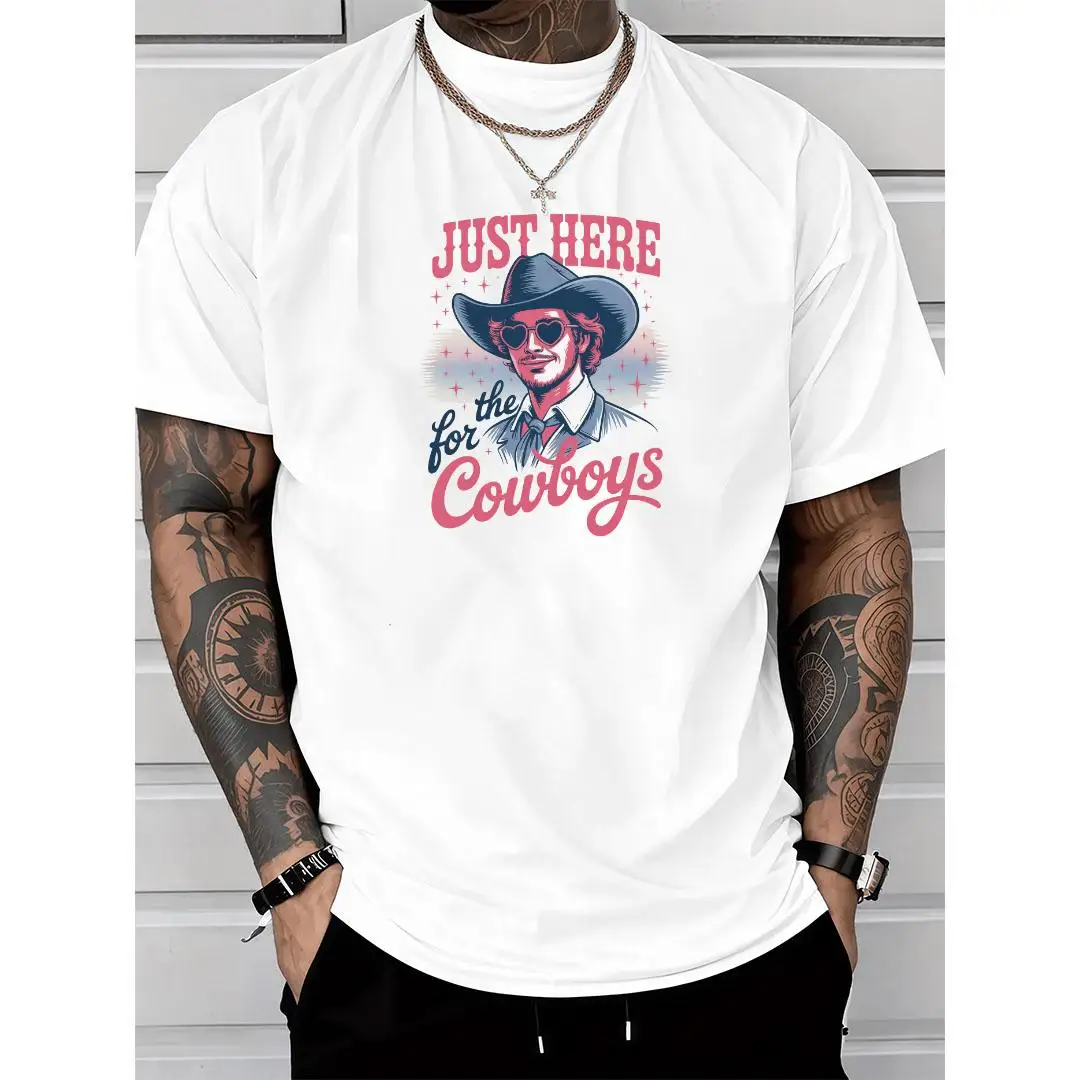 

Just Here For The Cowboys T-Shirt Funny Western Graphic Tee Country Music Fan Top Rodeo Horse Lover Gift Men Women Unisex