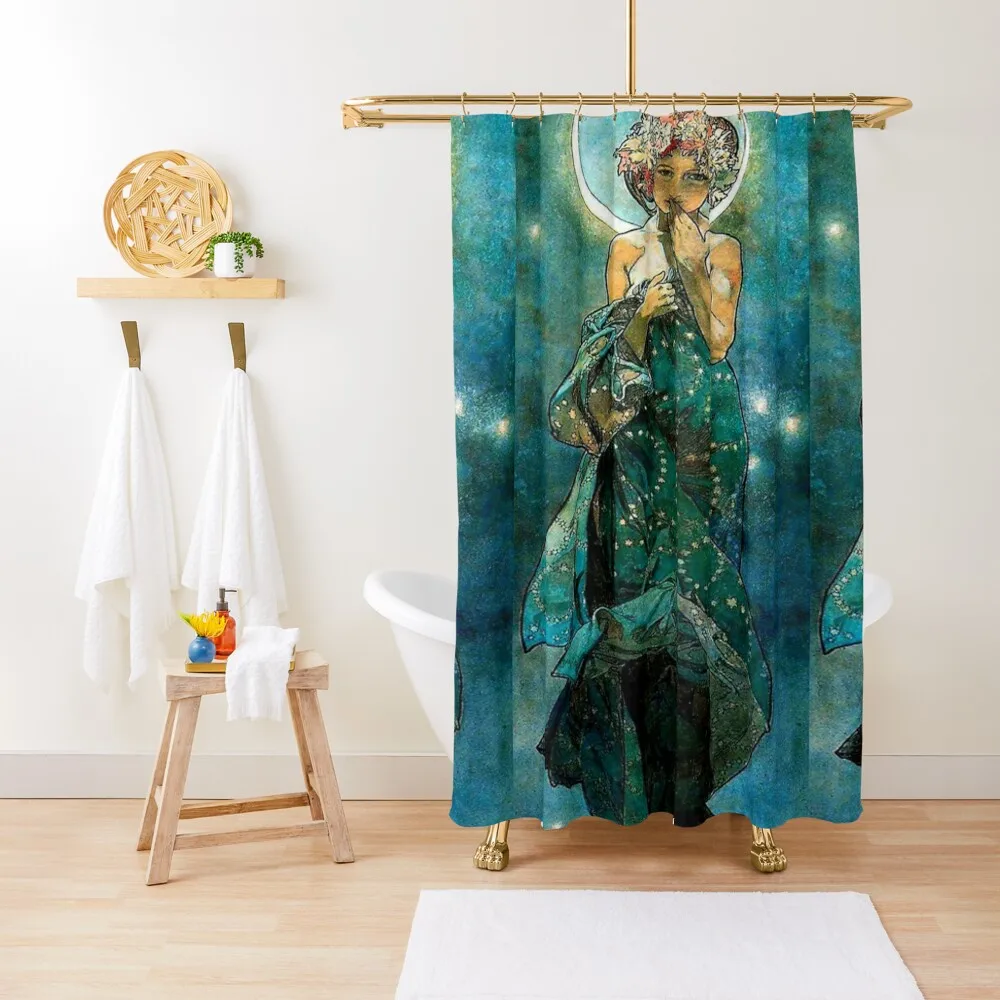 ألفونس موتشا - ستارة دش ضوء القمر للحمامات بتصميمات جميلة ستارة ديكور الحمام المضحكة