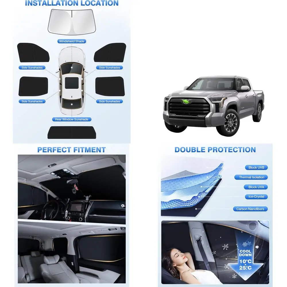 

Universal Black 6-Piece Rear Window Sunshade Set for Privacy and Temperature Control