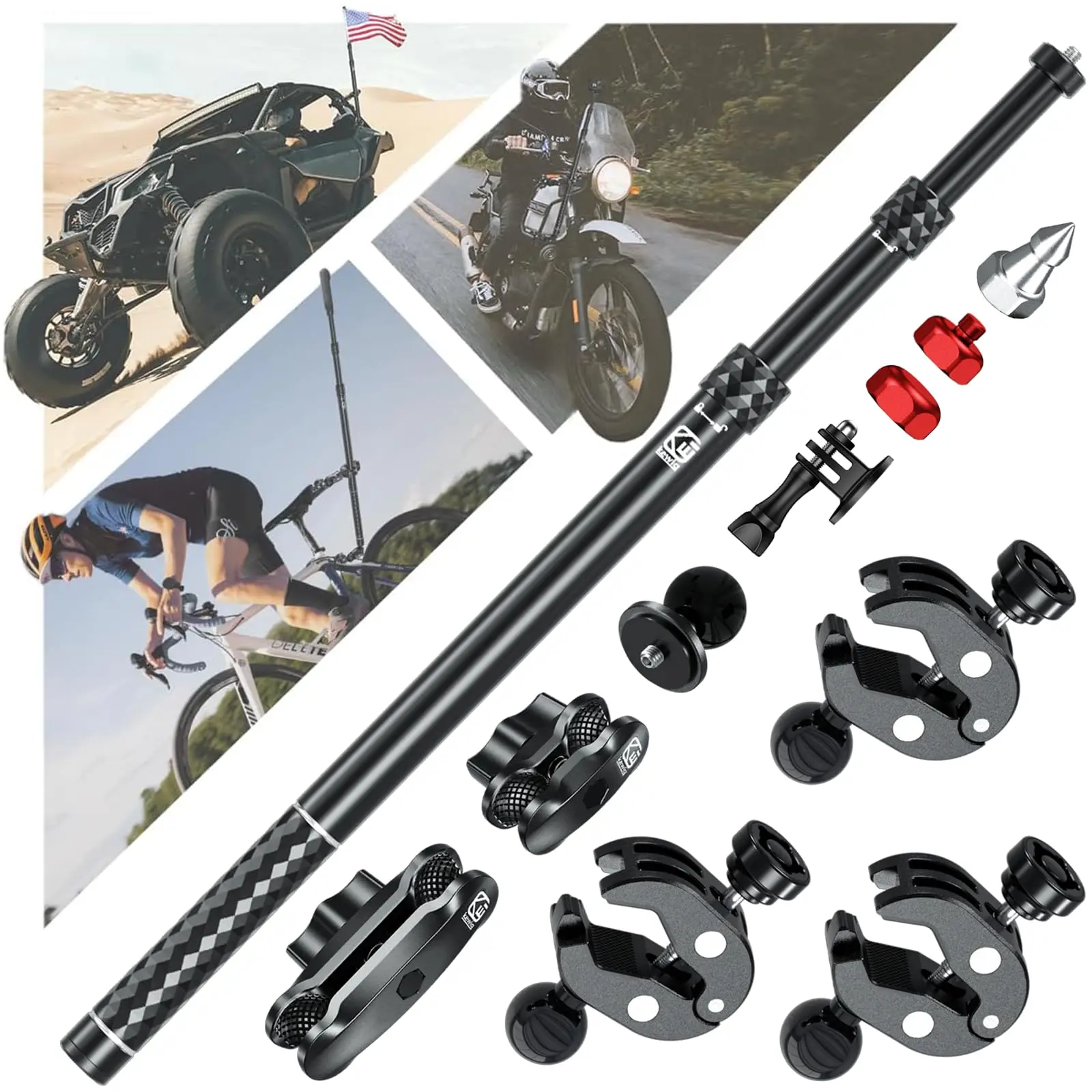 kit-de-montage-de-camera-de-moto-en-alliage-d'aluminium-pour-gopro-insta360-dji-pince-antivol-robuste-baton-de-selfie-extensible-pour-velo