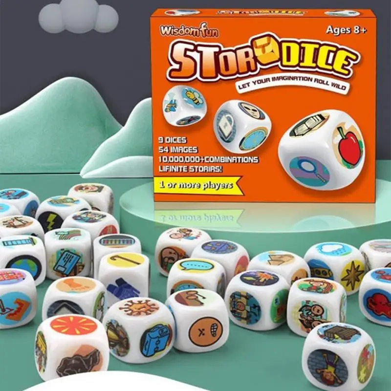 

Story Time Dice 9pcs Storytelling Cubes 54 Images Iconic Telling Story Dice Learning Toy Funny Imagine Education Toys for Kids