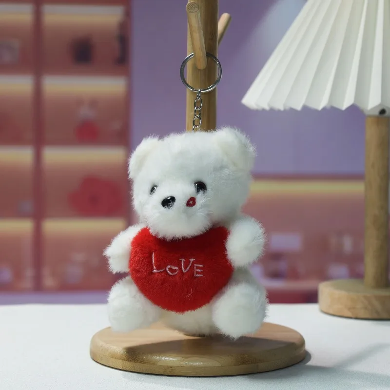1-10PCS Cute Cartoon Bear Plush Toy Hugging  Heart Soft Stuffed Animal Doll Bag Pendant Keychain  ForCompanions Gifts