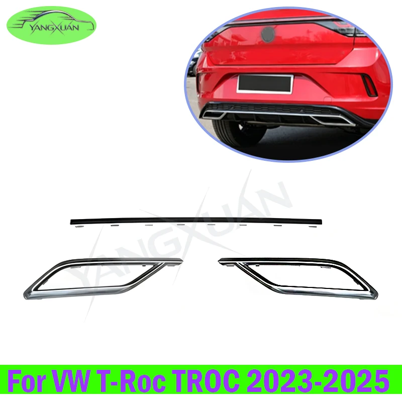 Rear Bumper Trim Strip For VW T-Roc TROC 2023-2025 Rear Foglight Bright Strip Decorative Strip Trim