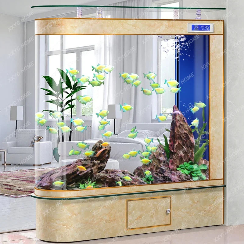 Advanced Bullet Fish Tank Living Room Small Ecological Screen Floor Glass U-Shaped Partition Fish Globe