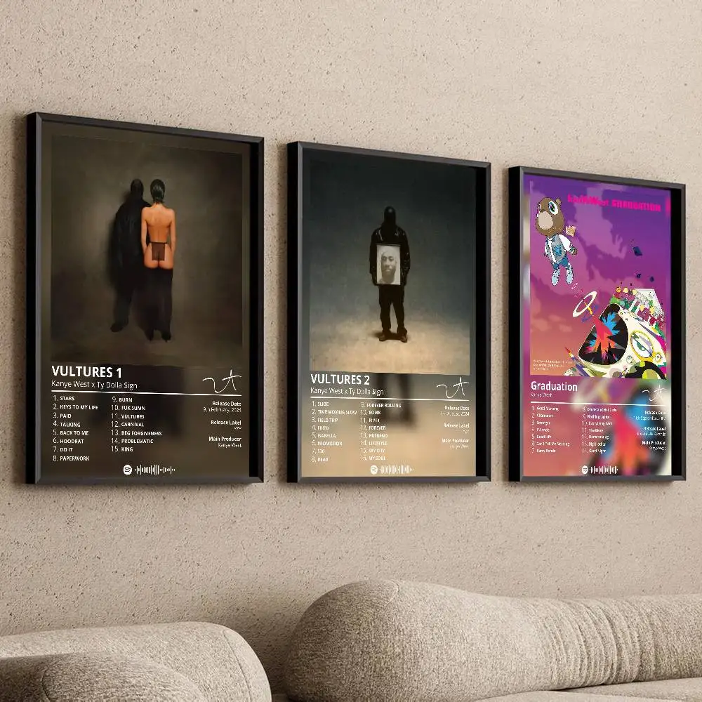 Affiche d'album Kanye West, autocollant en papier imperméable, pour café, Bar, salle