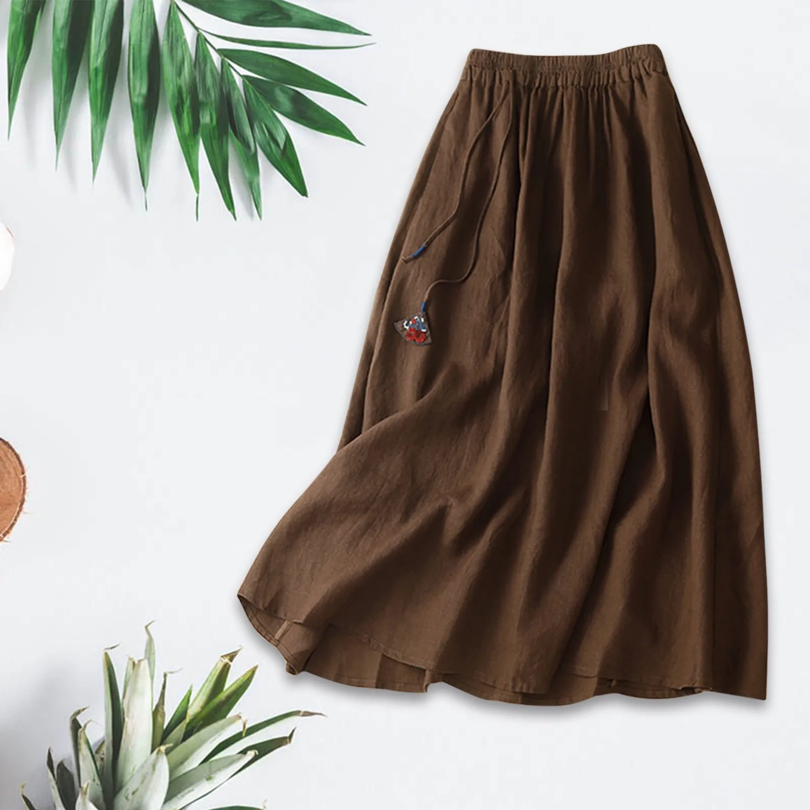 A Line Linen Skirt For Women Loose Casual Cotton Linen Skirt Medium Length Skirt Versatile Comfort Skirt For Spring & Summer