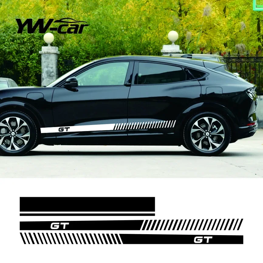 

Racing Sport Car Hood Engine Cover Door Side Skirt Sticker for Ford Mustang Mach E GT Edition Body Stripe Kits Decal Accessories