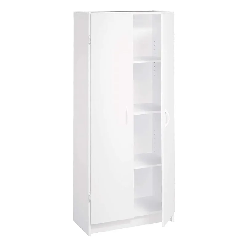 

Pantry Cabinet Cupboard with 2 Doors, Adjustable Shelves, Standing, Storage for Kitchen, Laundry or Utility Room, Whi