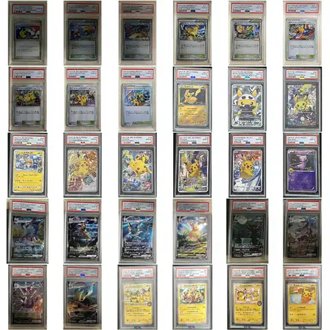 Diy PSA PTCG 포켓몬 카드 챔피언 축제 Prtnd Tm Skll 코스프레 피카추 뮤 Umbreon Vmax 포켓몬 컬렉션 등급 카드