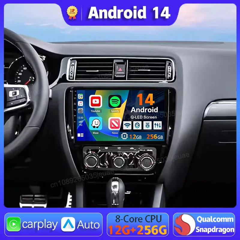 

Автомагнитола 2 Din на Android 14 для Volkswagen VW Sagitar Jetta 6 Bora 2011 2012-2018 Carplay, мультимедийный проигрыватель с GPS и видеоплеером